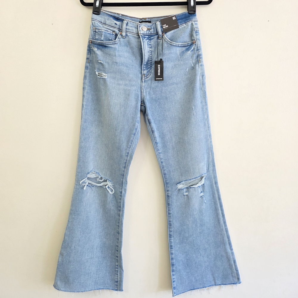 Express Sky Blue Flare Jeans